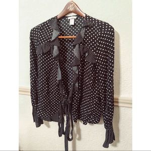 H&M Polka Dot Ruffle Wrap Blouse